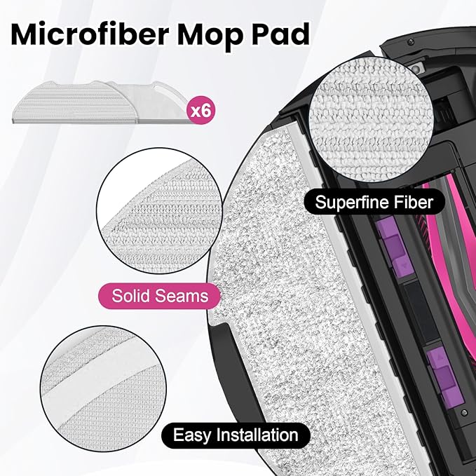 19 Packs Accessories Kit for Eureka E20 Evo Plus (NOT for E20 Plus) Robot Vacuum Cleaner, 2 Rubber Brushs, 4 HEPA Filters, 6 Mop Pads, 6 Side Brushes, 1 Cleaning Brush