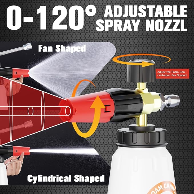 Pressure Washer Gun with Foam Cannon Kit, One-Button Switch Between Foam & Water, 1/4" Quick Connect, 5 Spray Nozzles, Car Wash Mitt, 1000-4000 PSI Pressure Washer Gun for Car Wash & House Cleaning