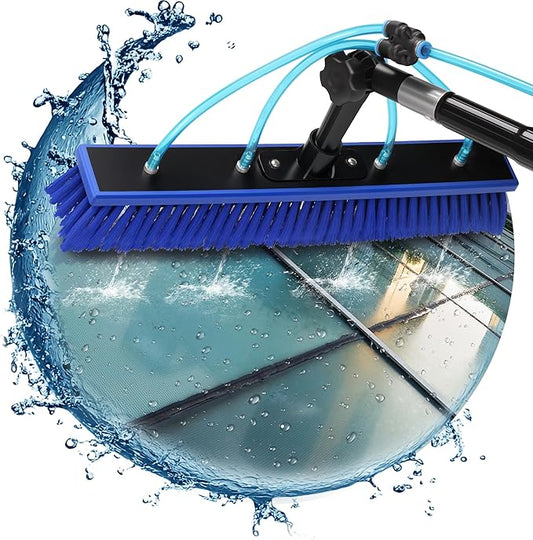 Solar Panel Window Cleaning Brush and Pole, 33FT Adjustable Window Cleaner Brush & Water Fed Pole Kit, Solar Panel Cleaning System Window Washing Equipment Tool
