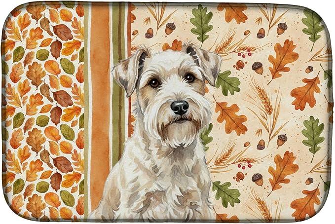 Caroline's Treasures Sealyham Terrier Heirloom Fall Dish Drying Mat Absorbent Dish Drying Mat Pad for Kitchen Counter Dish Drainer Mat for Countertop, 14 x 21", Multicolor