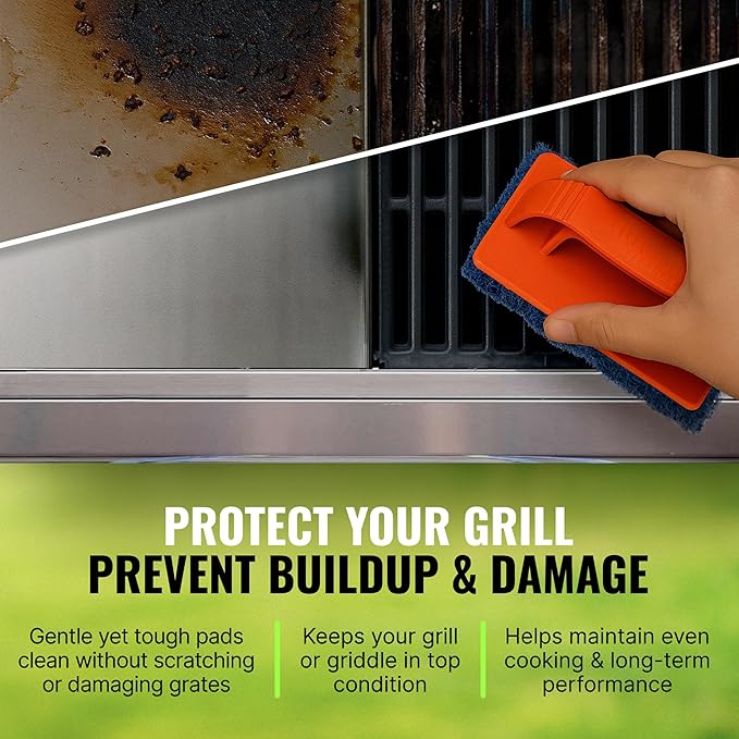 Citrusafe Grill Cleaning Kit - BBQ Cleaner Spray, Grill Exterior Spray, 2 Scrubber handles and 12 Scrubbing Pads