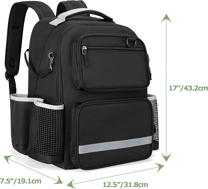 HODRANT Cleaning Backpack with Bottom Plate & Waterproof Bottom, Large Supplies Bag with Multiple Pockets for Housekeeping Tools, Cleaning Products Caddy Organizer for Home & Car