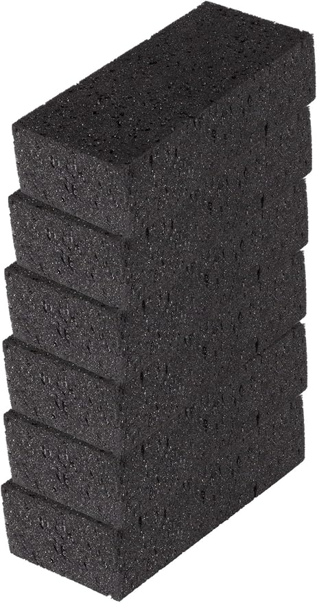 Big Sponge. Made in Europe. 6 Pack, Black. 8.9x4.3x2.4 Inch Extra Large Odorless Commercial Sponge for All Purpose Cleaning