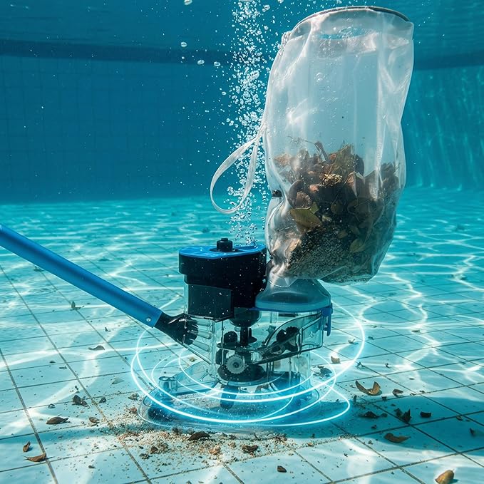 Cordless Pool Vacuum Cleaner, 24 GPM Powerful Suction Handheld Pool Cleaner with 75-Min Runtime, 20L Total Capacity (Two 10L Filter Bags) for Inground & Above Ground Pools, Hot Tubs