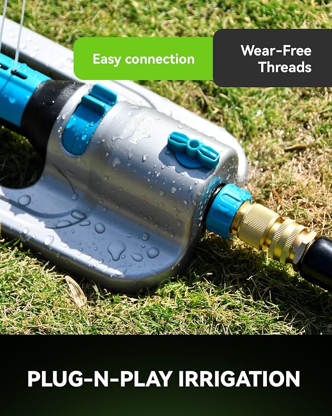 RAINPOINT Garden Hose Nozzle with Solid Brass Quick Connector 7 Spray Patterns Heavy Duty Metal Water Hose Sprayer and 3/4 GHT Leak-Proof Fittings for Instant Connection and Device Switching