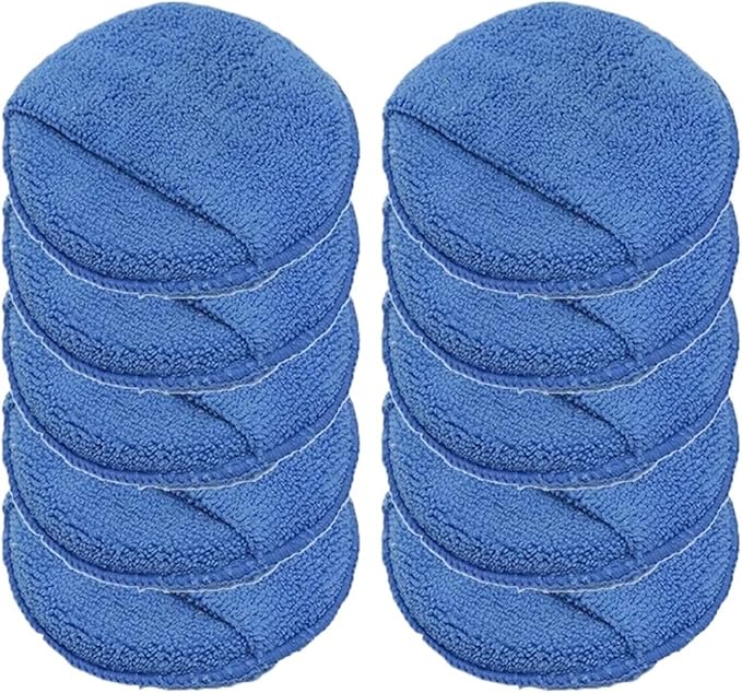 2/5/10Pcs 5-inches Microfiber Wax Applicator Pad Ultra Soft Car Polishing Sponge with Finger Pocket Auto Care Polish Sponge 2026(Blue 10Pcs)