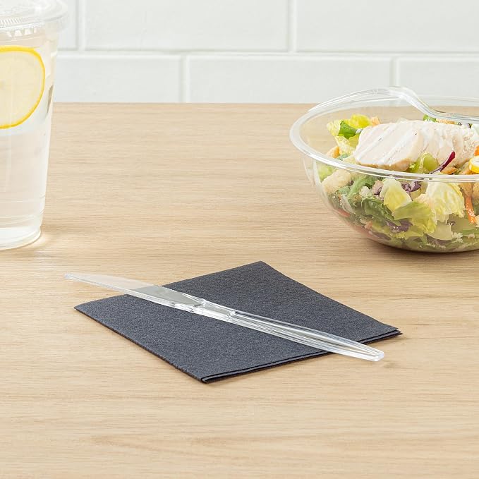 Restaurantware Moderna 7.3 Inch Disposable Knives 250 Recyclable Plastic Knives - Crack-Resistant For All Types Of Meals Clear Plastic Cutlery