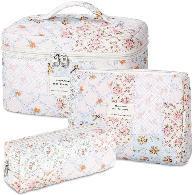 Senbowe Makeup Brush Cleaner and Large Cotton Floral Makeup Bag