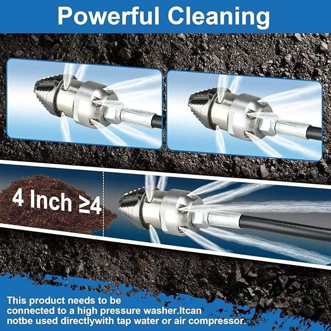 Sewer Jetter for PressureWasher - 3/8" NPT Mushroom Nozzle | Compatible with DrainCleaning, Pipe Jetting and SewerMaintenance(Small Size)
