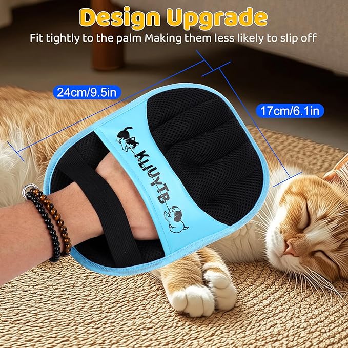 Upgraded Reusable Electrostatic Pet Hair Remover Glove, Magic Grooming Glove for Dogs & Cats, Gentle Fur Removal Brush for Furniture, Couch, Carpet, Clothing, Bed and Car Seat（2PCS）