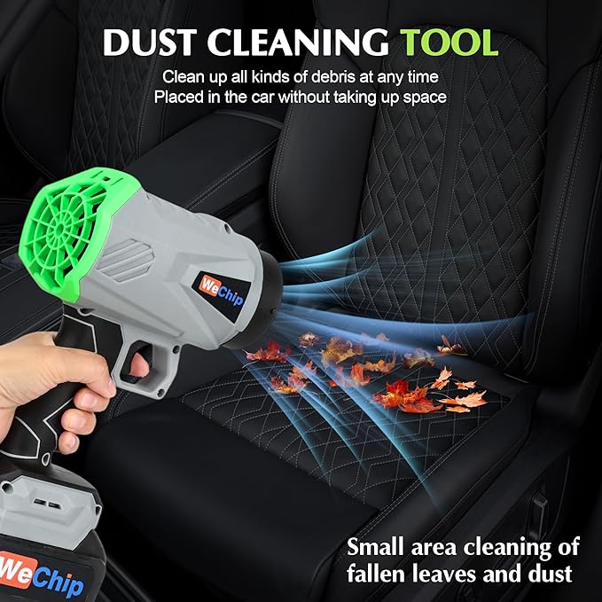 Wechip Cordless Leaf Blower 2 Batteries - 3 Adjustment Air Tubes,Handheld Jet Fan Air Blower for Cleaning Yard/Car/Indoor(Silver)