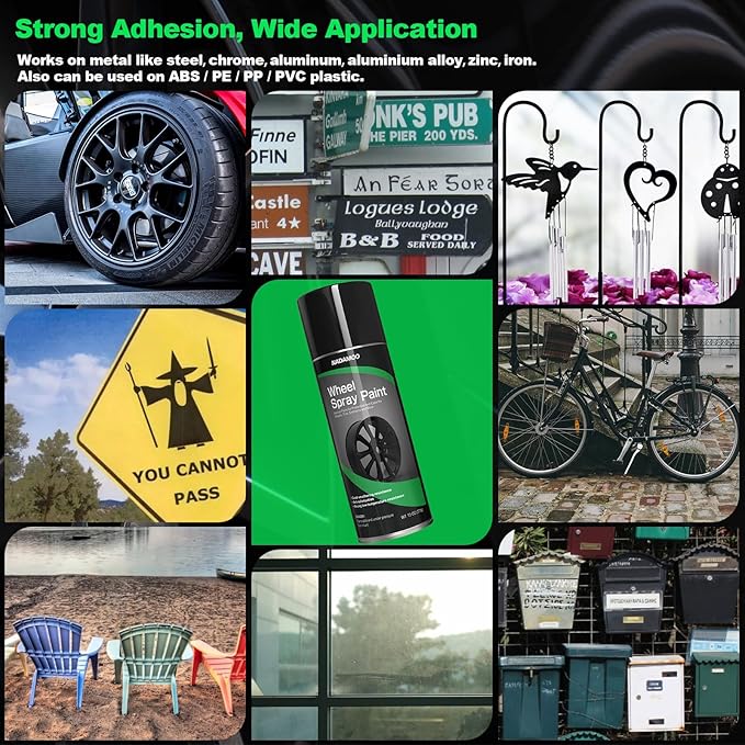 NADAMOO Aluminum Wheel Spray Paint, Aerosol Paint for Car Rim Recolor and Protection of Metal Surface, Gloss Black, 2 Cans, 13 Oz Per Can