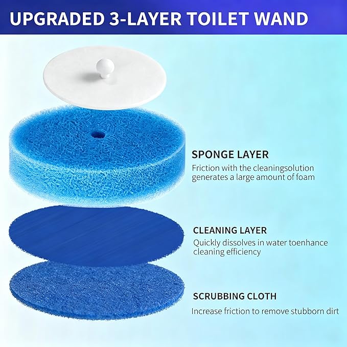Disposable Toilet Brush and Holder Set - Wall Mounted Toilet Bowl Cleaner Wand with 24 Rainbow-Colored Refills & Automatic Storage Caddy, Hygienic Toilet Cleaning System for Bathroom