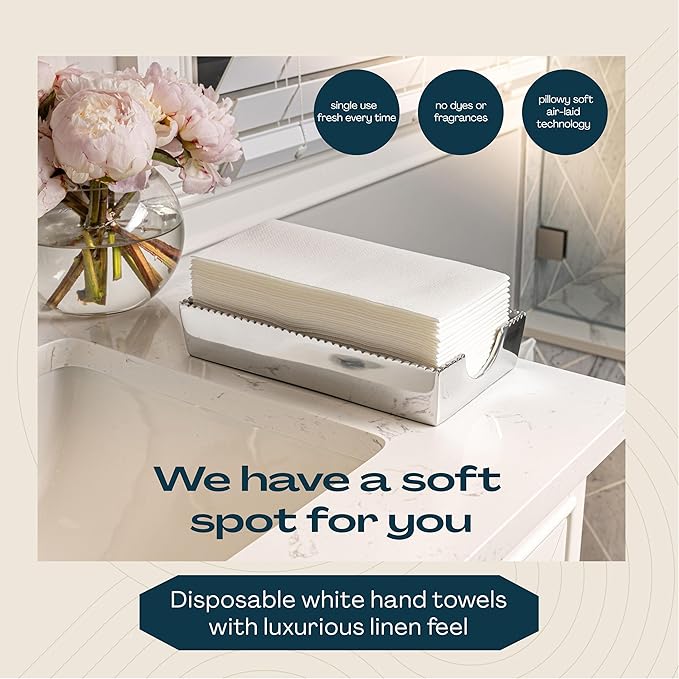 Lintext Disposable Linen-Feel Guest Towels - 12" x 17" Cloth-Like Hand Towels - Soft And Absorbent Paper Napkin For Bathroom, Kitchen, Or Event [Extra-Soft - Pack of 200]