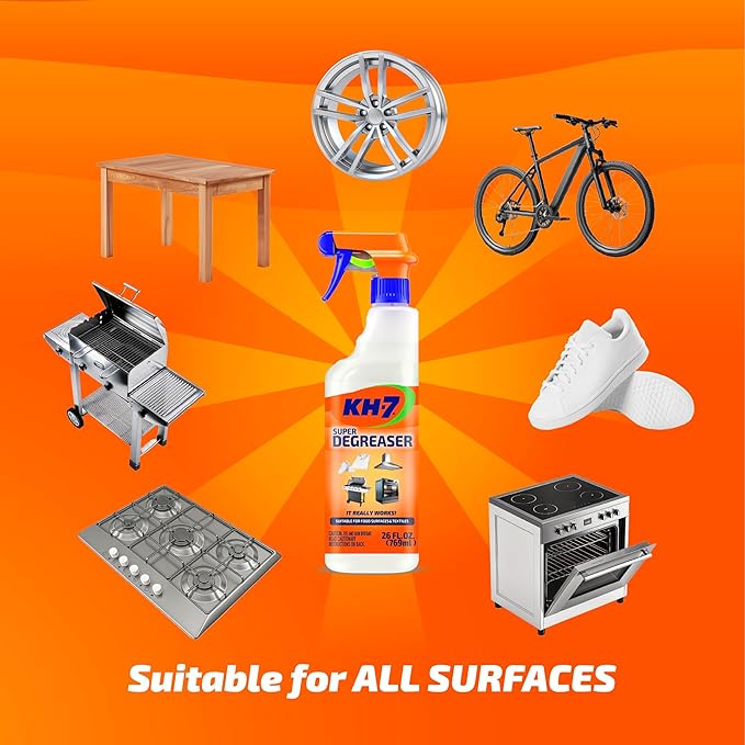 KH-7 Super Degreaser Multipurpose Cleaning Spray: The Heavy Duty All Purpose Cleaner for Your Home, Kitchen, Garage, Car & Laundry | Total Cleaner & Powerful Grease Remover, 26 oz