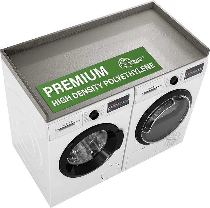 Premium HDPE Washer and Dryer Countertop 54"x27.5" – Waterproof washer dryer topper for Laundry Room Organization, Washer Dryer Countertop for Folding Clothes, Sorting & Extra Storage，Warm Grey