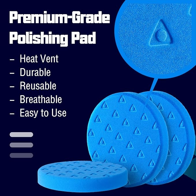 Buffing Pads Esponja para Pulir Carros, 3Pcs Polishing Pad 5.5 Inch Face for 125mm Backing Plate Compound Buffing Sponge for Car Buffer Polisher Compounding, Polishing and Waxing