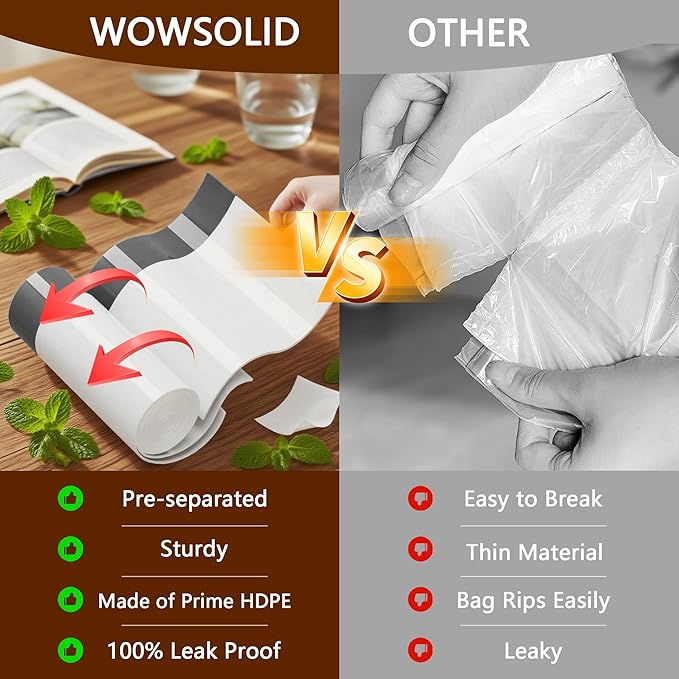 360 Count 1.6 Gallon Mini Drawstring Trash Bags, 1.2 Mil Thick Small Garbage Bags by WOWSOLID, Fit Liners 4.5-8 Liter, 1.2-2 Gal, Trash Can Bin for Bathroom, Kitchen, Bedroom, Office