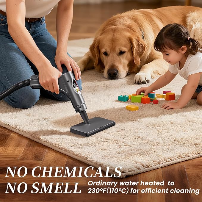 Steam Cleaner,15s Heat-Up,1.5L Tank,6-Level Adjustable Handle,Steamer for Cleaning,Portable Steamer for Cleaning with 20PCS Accessories,Steam Cleaner for Home,Car