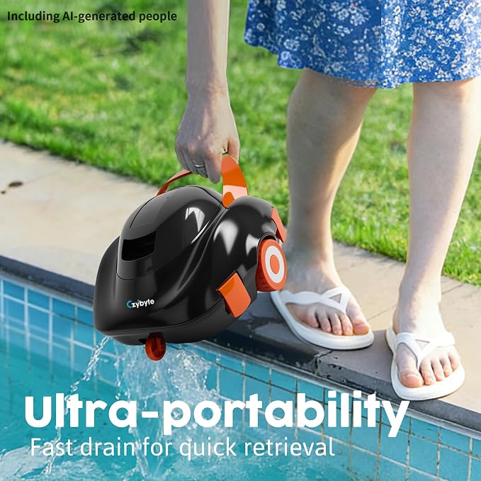 Robotic Pool Cleaner, Cordless Pool Vacuum with 18.5 GPM Powerful Suction,120-Min Runtime, Self-Parking, Pool Vacuum for Above-Ground & Flat Pools to 860 sq.ft,Orange