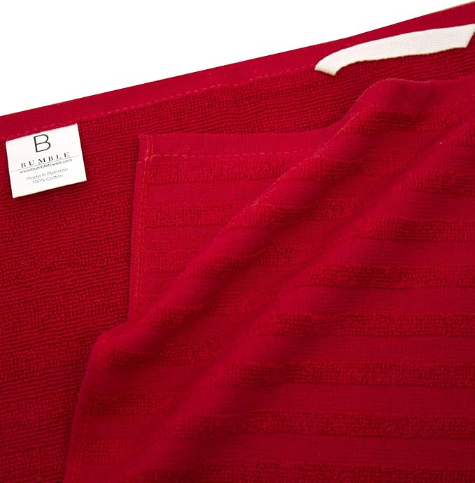 Premium Kitchen Towels (20”x 28”, 6 Pack) | Large Cotton Dish Towels | Flat & Terry Highly Absorbent Kitchen Linen Set with Hanging Loop | Red Striped