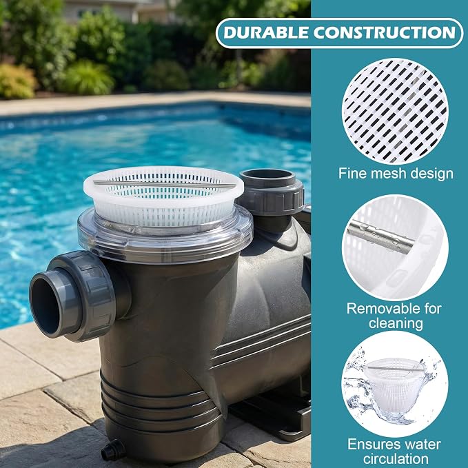 Skimmer Basket with Handle, for Pentair 08650-0007 08650-0007Z Sta-Rite U-3 White (2 Pack)