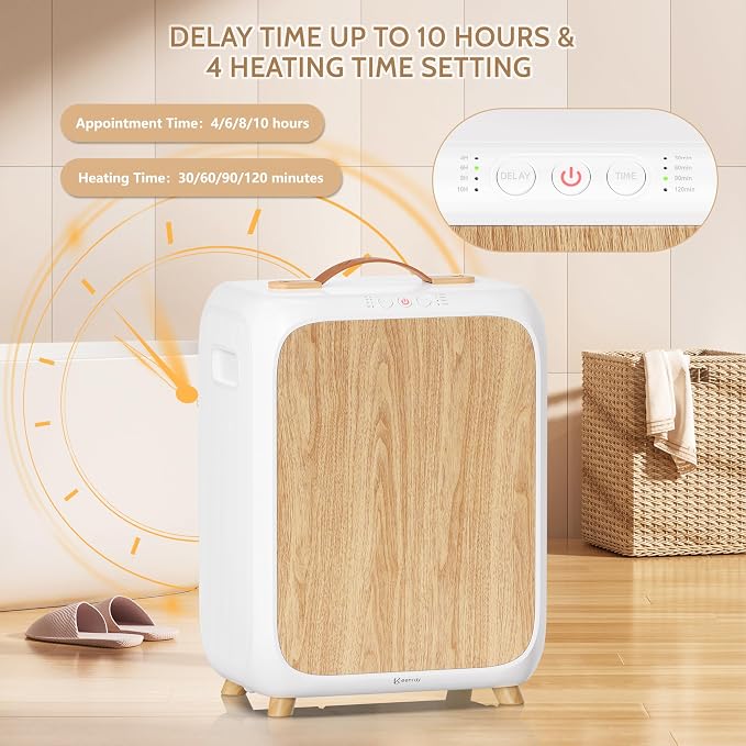 Keenray Towel Warmer Bucket, Luxury Rectangle Towel Warmer for Bathroom with Timer & Delay, Customized Fragrance, Child Lock, Fits 2 Large Towels, Blankets, Bathrobes, Ideal Gift for Him & Her(Wood)