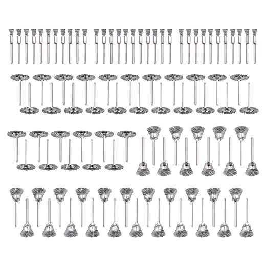 99 Pcs Wire Brushes Set,Steel Wire Wheels Pen Brushes Set Kit Accessories for Rotary Tool-1/8(3mm) Shank