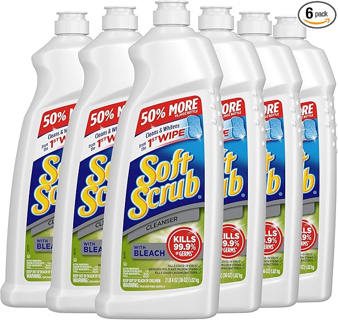 Soft Scrub Antibacterial Cleaner with Bleach Surface Cleanser, 36 Ounce (Pack of 6)