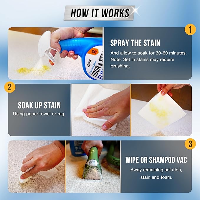 ACTIVE Swedish Dishcloths and Pet Odor and Stain Eliminator - Includes 12pk Sponge Cloths and 32oz Pet Enzyme Cleaner Spray