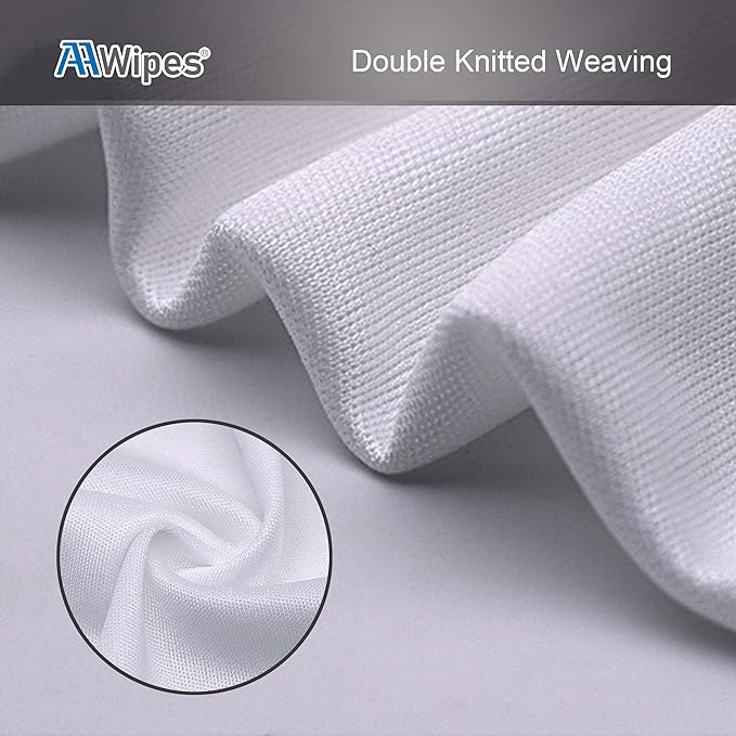 AAwipes Double Knit 100% Polyester Wipers Light Weight Version (120GSM, 6"X6", 150pcs/bag) Cleanroom Cloth Wipes Laser Sealed Edge, Ultra-Soft (CP12006)