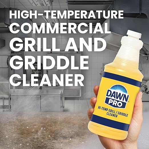 Dawn PRO Hi-Temp Grill and Griddle Cleaner, Commercial Grade, Bulk Liquid Bottles + 1 Spray Nozzle, 32 oz (Case of 6)