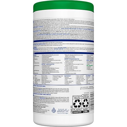 Clorox Healthcare Hydrogen Peroxide Cleaner Disinfectant Wipes, 6.75" x 5.75", 155 Count, Pack of 6 (Package May Vary)