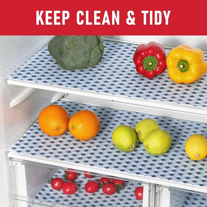Cooyes 12 Pack Cloth Shelf Liners 17.7" × 36", Non-Slip Refrigerator Liners Machine Washable, Refrigerator Drawer Mats for Glass Shelves and Kitchen Cabinets, (Light Blue)