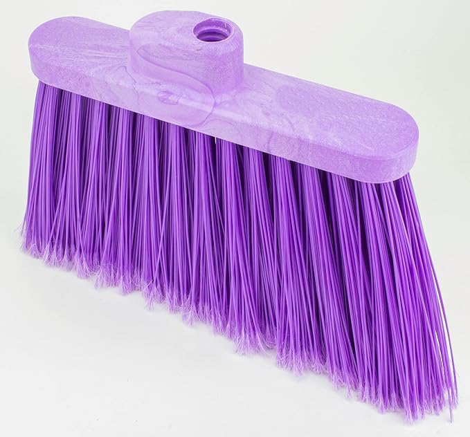 SPARTA Plastic Broom Head, Angled, Flagged for Small Debris Indoor, Outdoor, Home, Restaurant, Lobby, Office, 12 Inches, Purple