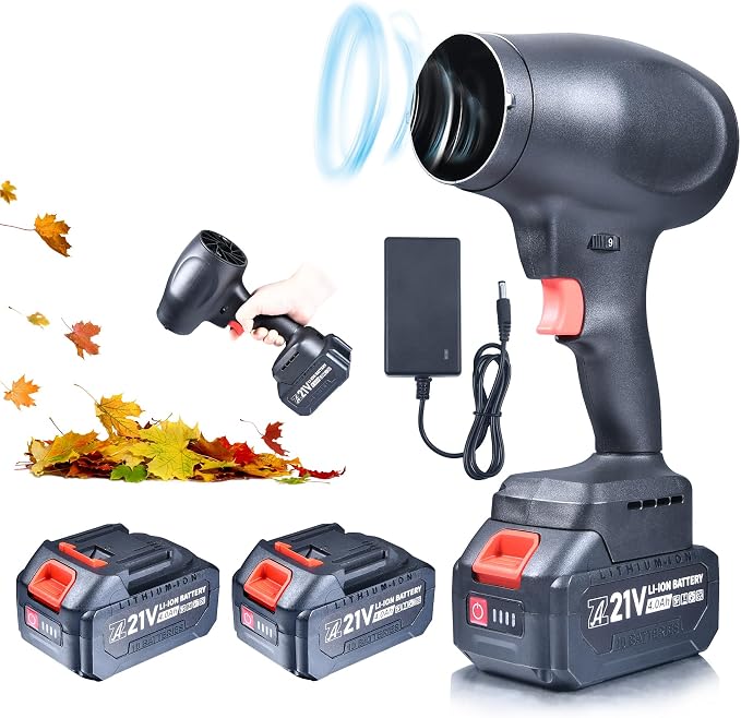 mini Cordless Dry Blower Small Leaf Blower Turbo Blades，130000RPM with 2 Batteries，for Blowing dust Leaves Keyboards mainframes car Indoor Outdoor Lightweight