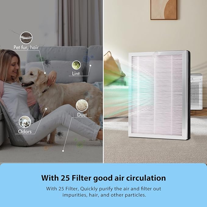 MA-25 Replacement Filter Compatible with MA-25 Air Purifier S1/W1/B1, 3-in-1 Filtration System of MA25, H13 True HEPA and Activated Carbon Filter, 2 Pack
