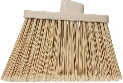 SPARTA Plastic Broom Head, Angled, Flagged for Small Debris Indoor, Outdoor, Home, Restaurant, Lobby, Office, 12 Inches, Tan