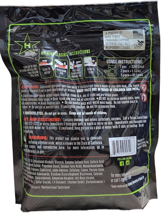 Hero Clean Laundry Detergent PACS, Scent 1, 45-Count