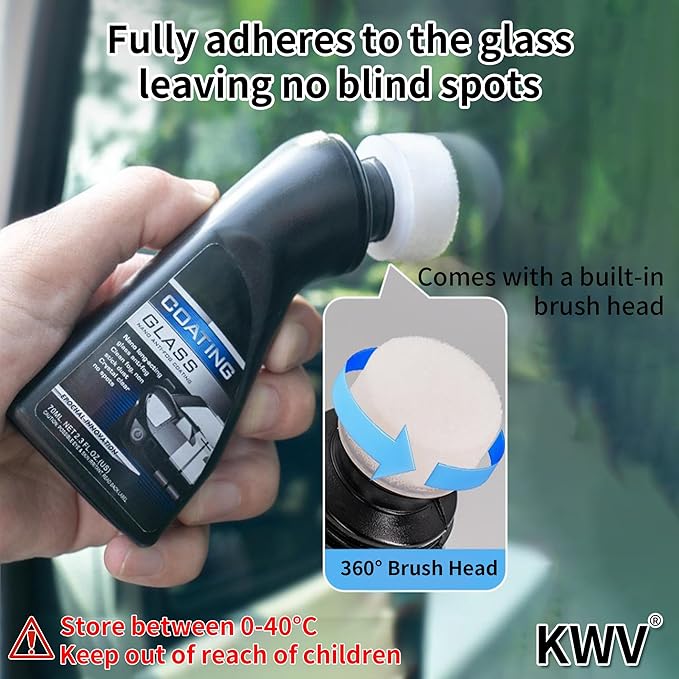 KWV Magic Gem Coating Glass - 4 PCS Portable Anti-Fog Coating Agent with Applicator Micro-Molecular Wiper for Car Windshields Cleaner Tool Set Crystal Shield Quick Defogging for Windows Mirrors 3fl.oz