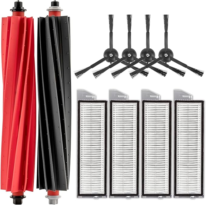 (10 Pack) S8 MaxV Ultra Replacement Parts Compatible with Roborock S8 MaxV Ultra/ S8 Max Ultra Robot Vacuum, Accessories Kit, 2 Roller Brushes, 4 HEPA Filters, 4 Side Brushes, Vacuum Attachments