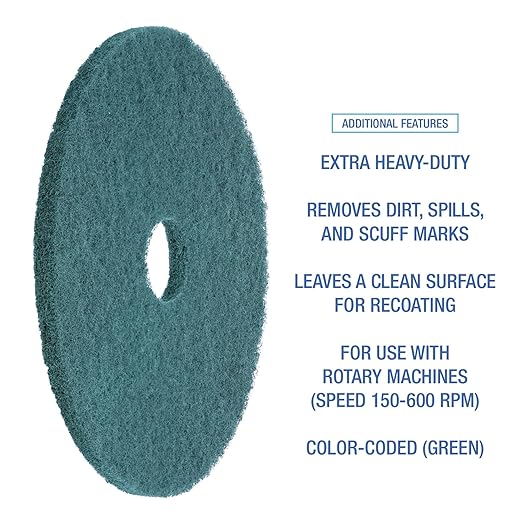 Boardwalk BWK4018GRE 18 in. Diameter Heavy-Duty Scrubbing Floor Pads - Green (5/Carton)