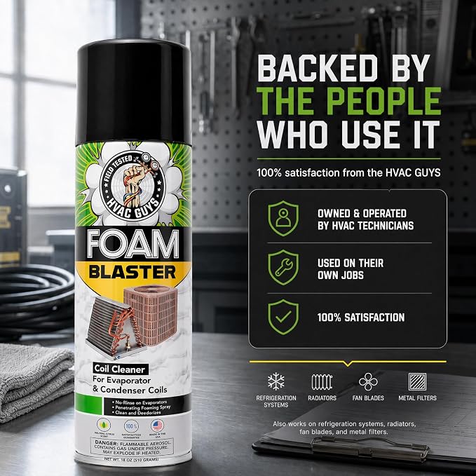 Leak Saver Foam Blaster AC Coil Cleaner Foam Spray | HVAC Coil Cleaner for AC Unit | Professional Deep-Penetrating Formula for Evaporator (No Rinse) & Condenser (Light Rinse)