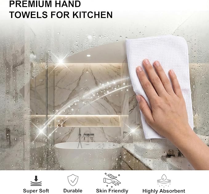 Marubhumi Cotton Kitchen Dish Towels – Set of 10, Pure White, 30x30 cm – Highly Absorbent & Lint-Free Cleaning Cloths