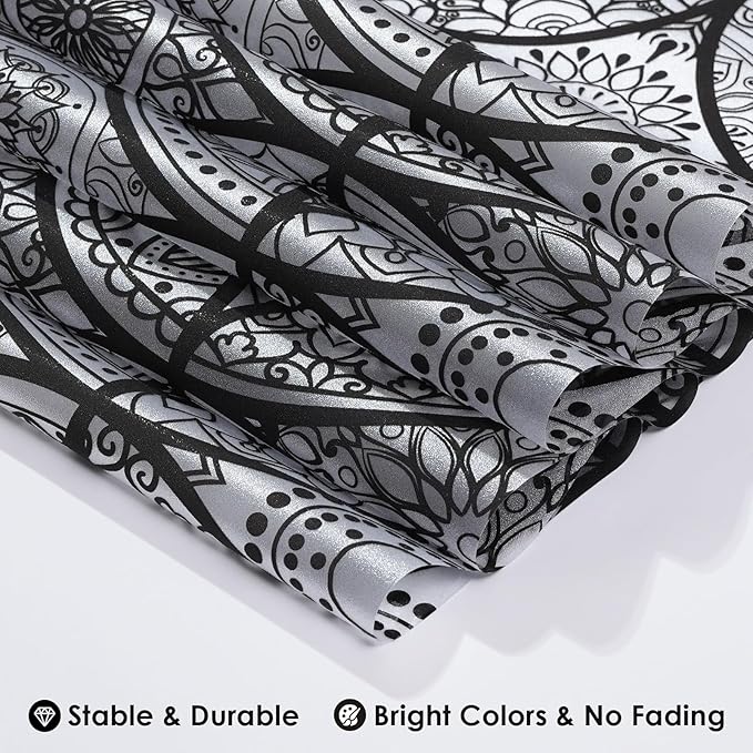 DKTIE Boho Stained Glass Look Window Privacy Film with Installation Tools, Decorative Frosted Glass Window Film Static Cling No Glue Removable, Pure Black, 35.4" x 78.7"