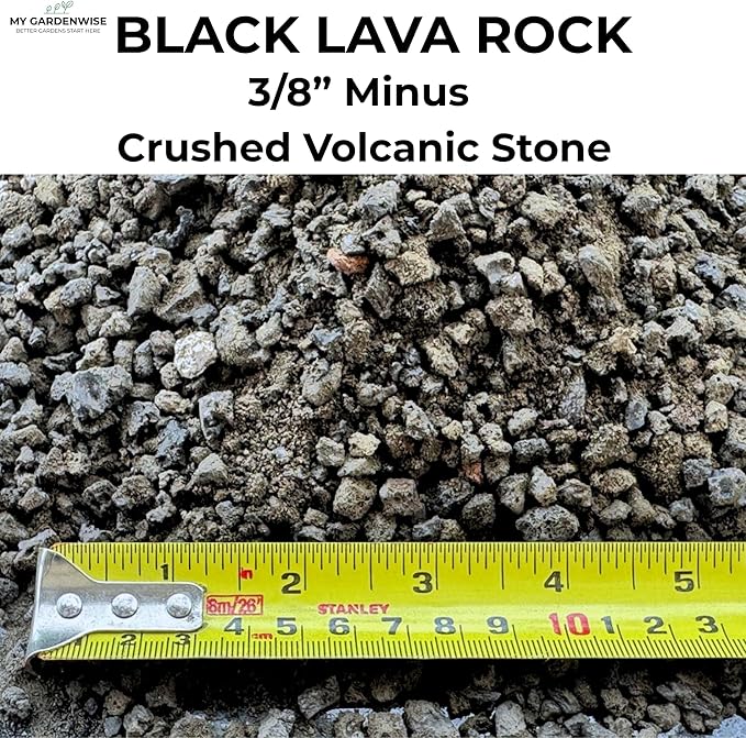 GARDENWISE Lava Rocks for Plants (3/8’’ Minus), Natural Black Lava Rocks, Succulent & Terrarium Horticultural Volcanic Rock, Ideal Drainage for Potted Plants, Made in USA (5 qts - 9 lbs)