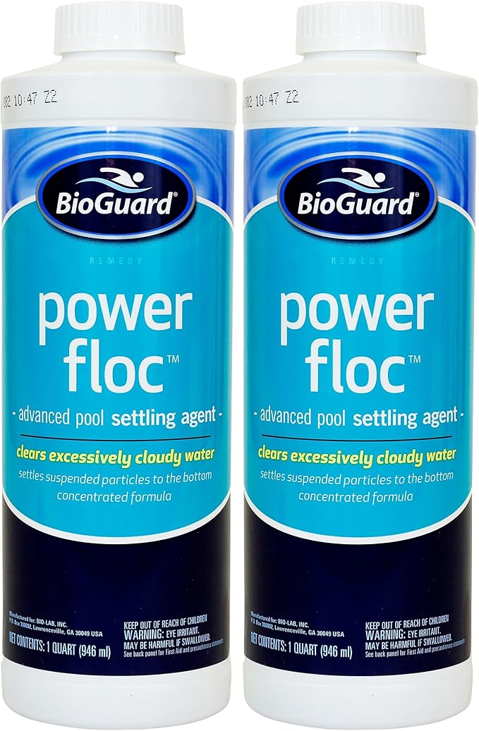 BioGuard PowerFloc Advanced Pool Settling Agent, 32 Oz, 2 Pack | Clears Cloudy Water Fast, Effective Pool Water Enhancer, Makes Water Clear and Sparkling