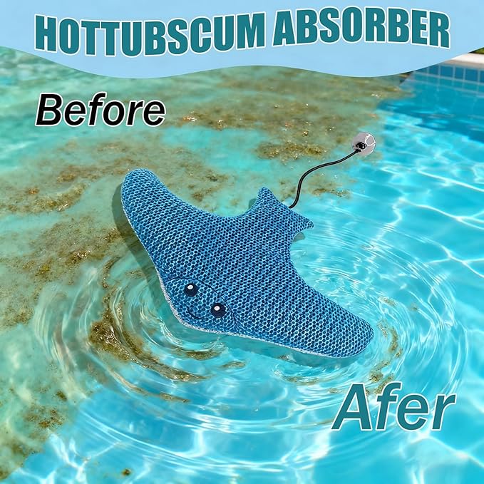 Hot Tub Descaler - Big Flying Fish Floating Hot Tub Sponge, Reusable Descaling Sponge, Keeps Water Clean, Spa and Pool Tub Descaling - Essential Hot Tub Accessories for Adults