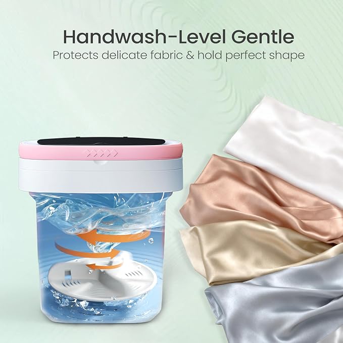 Portable Washing Machine 20L - Mini Washer with Spin Basket, 3 Cleaning Modes & Deep Wash for Small Clothes, Foldable Laundry for Apartment, Home, RV and Travel (Pink)