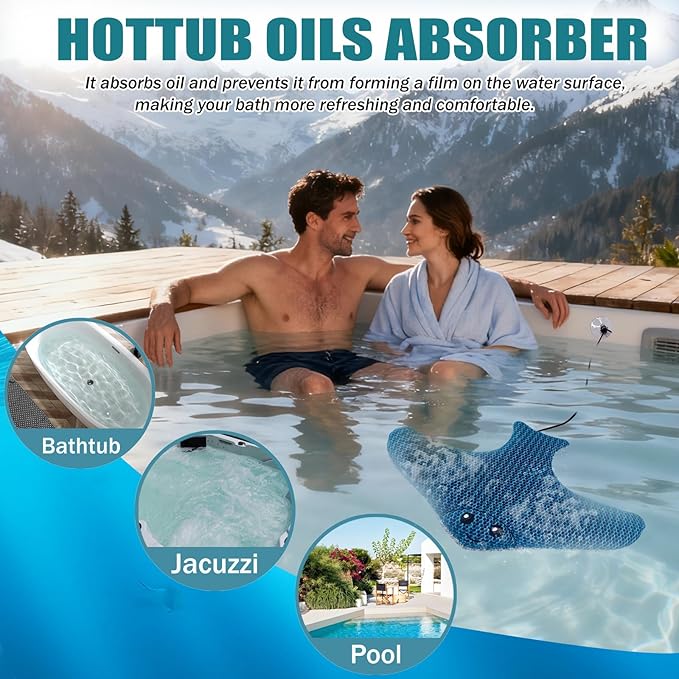 Hot Tub Descaler - Big Flying Fish Floating Hot Tub Sponge, Reusable Descaling Sponge, Keeps Water Clean, Spa and Pool Tub Descaling - Essential Hot Tub Accessories for Adults